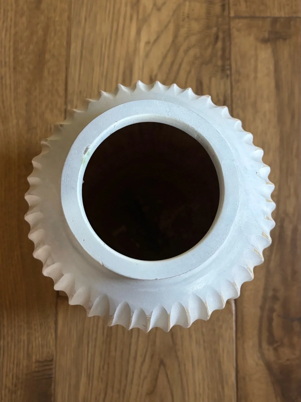 Wooden White Ribbed Vase